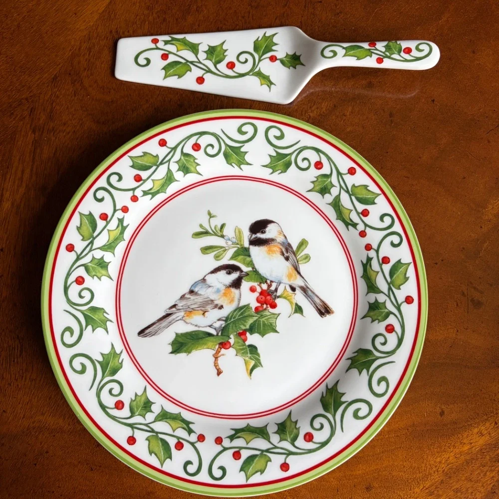 Andrea by Sadek Holiday cake plate and server set